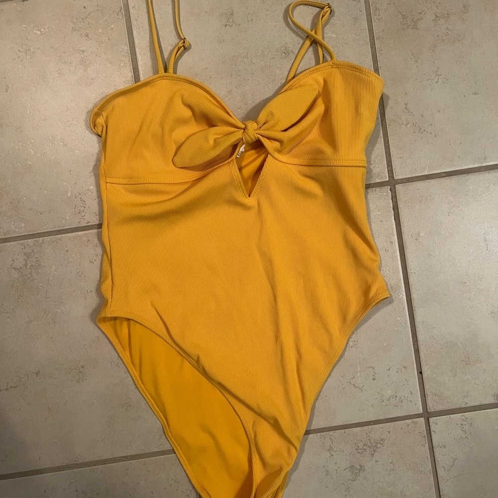 Forever 21 Mustard Swimsuit with Knot Accent